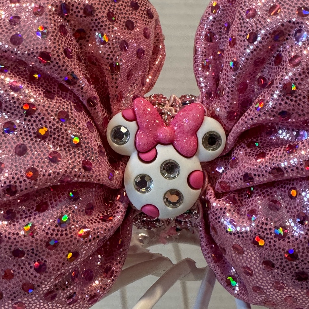 Homemade Headband w/Pink Sequined Sparkly Mouse Ears - Picture 2 of 11